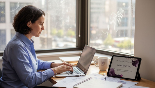 Professional working on branding in office