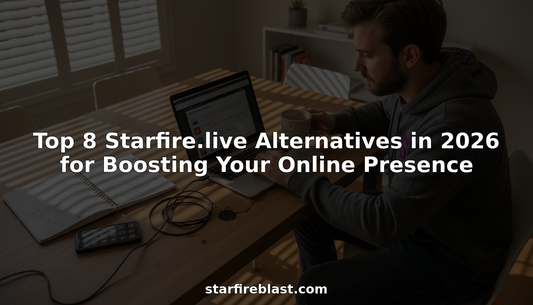 Entrepreneur comparing online presence platforms at laptop