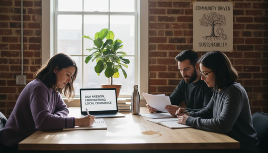 Team discussing brand purpose in coworking
