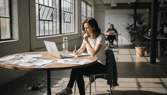 Entrepreneur working on human-centered branding concepts