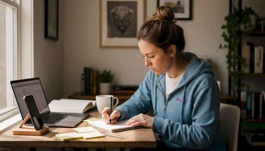 Solo founder planning at home office desk