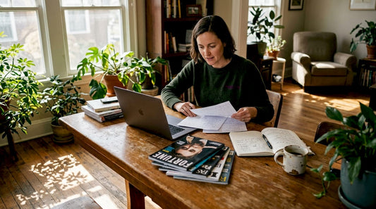 Entrepreneur working in home office at desk